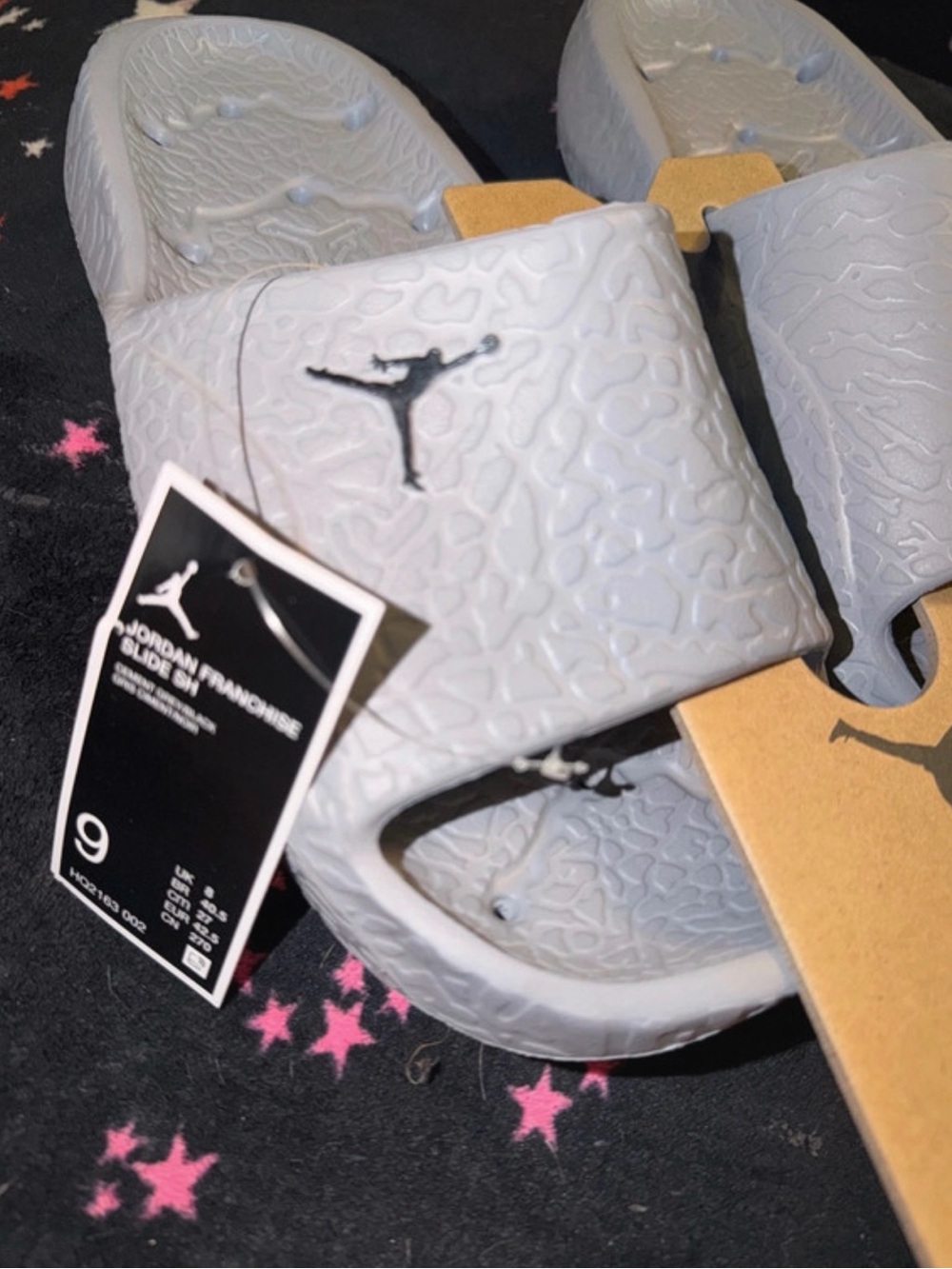 Jordan Youth Light Gray Slide Sandals with Jumpman Logo